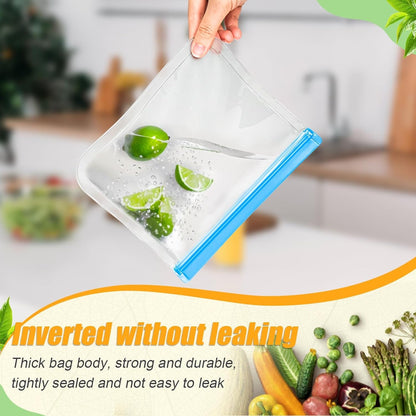 10 Pack Reusable Silicone Food Storage Bags, Leakproof Dishwasher Safe Reusable Freezer Bags for Food Containers, Lunch Bags for Sandwich, Snack, Marinate Meat, Salad Fruit3