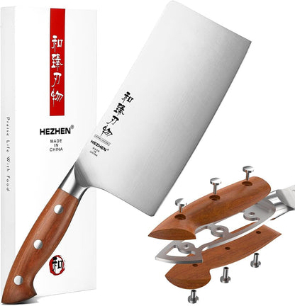 Cleaver Knife 7.1 Inch, German 1.4116 Steel & Ergonomic Red Wood Handle, Sharp Meat Cleaver for Meat Cutting Vegetable Slicing1