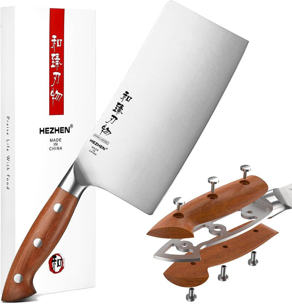 Cleaver Knife 7.1 Inch, German 1.4116 Steel & Ergonomic Red Wood Handle, Sharp Meat Cleaver for Meat Cutting Vegetable Slicing1