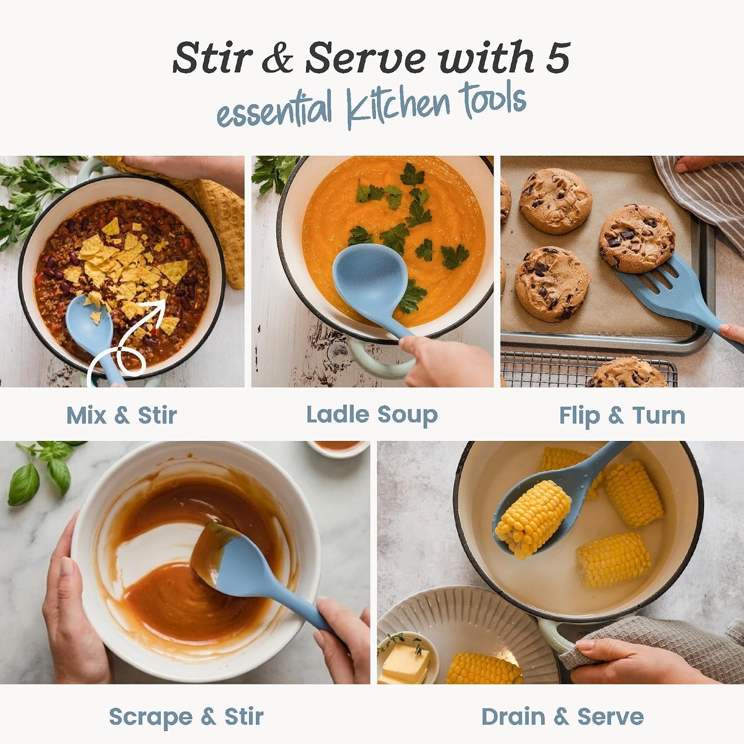 starpack-stir-and-serve-silicone-cooking-utensils-set-5-piece-11-lfgb-non-toxic-600-f-heat-resistant-bpa-free-one-piece-seamless-dishwasher-safe-for-nonstick-cookware-light-blue