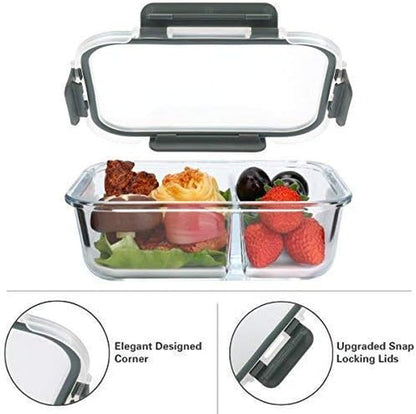 5 Pack,36 Oz, 2 Compartments Glass Meal Prep Containers with Lids8