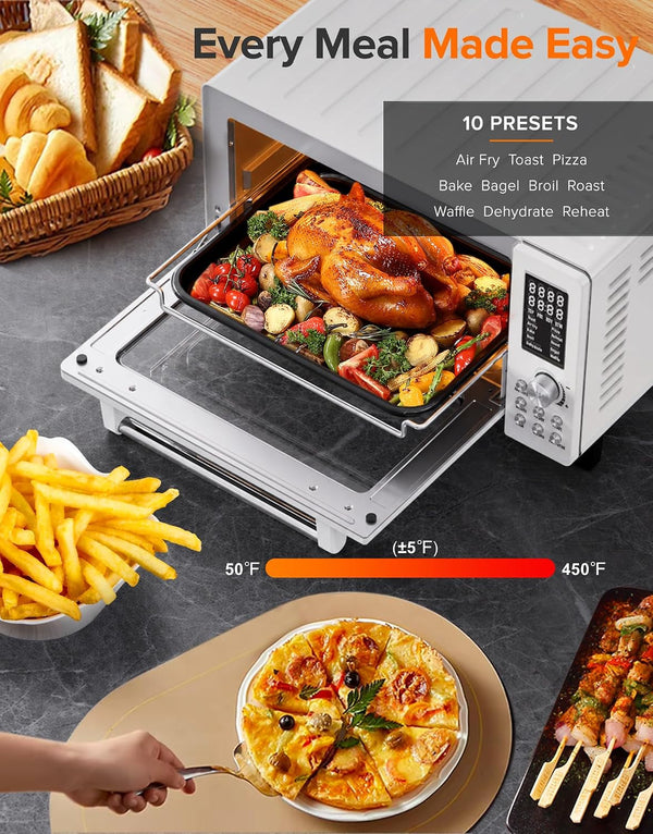 Bravo Pro Smart Air Fryer Toaster Oven Countertop Combo | 10-In-1 Cooking Functions, 1800W, 50-450°F, 21-Qt, Pfas-Free, Upgraded Super Convection, Cream3
