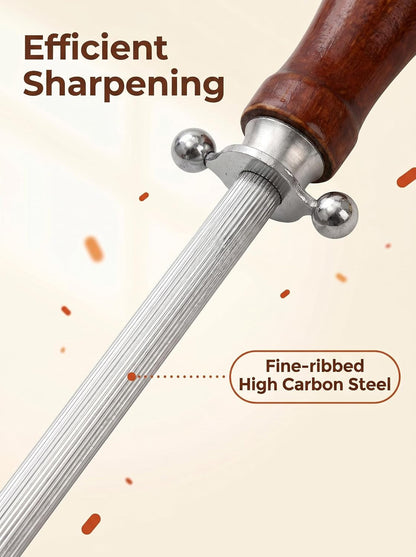 Honing Rod,12 Inch Knife Sharpener Rod, Honing Steel for Kitchen Knives3