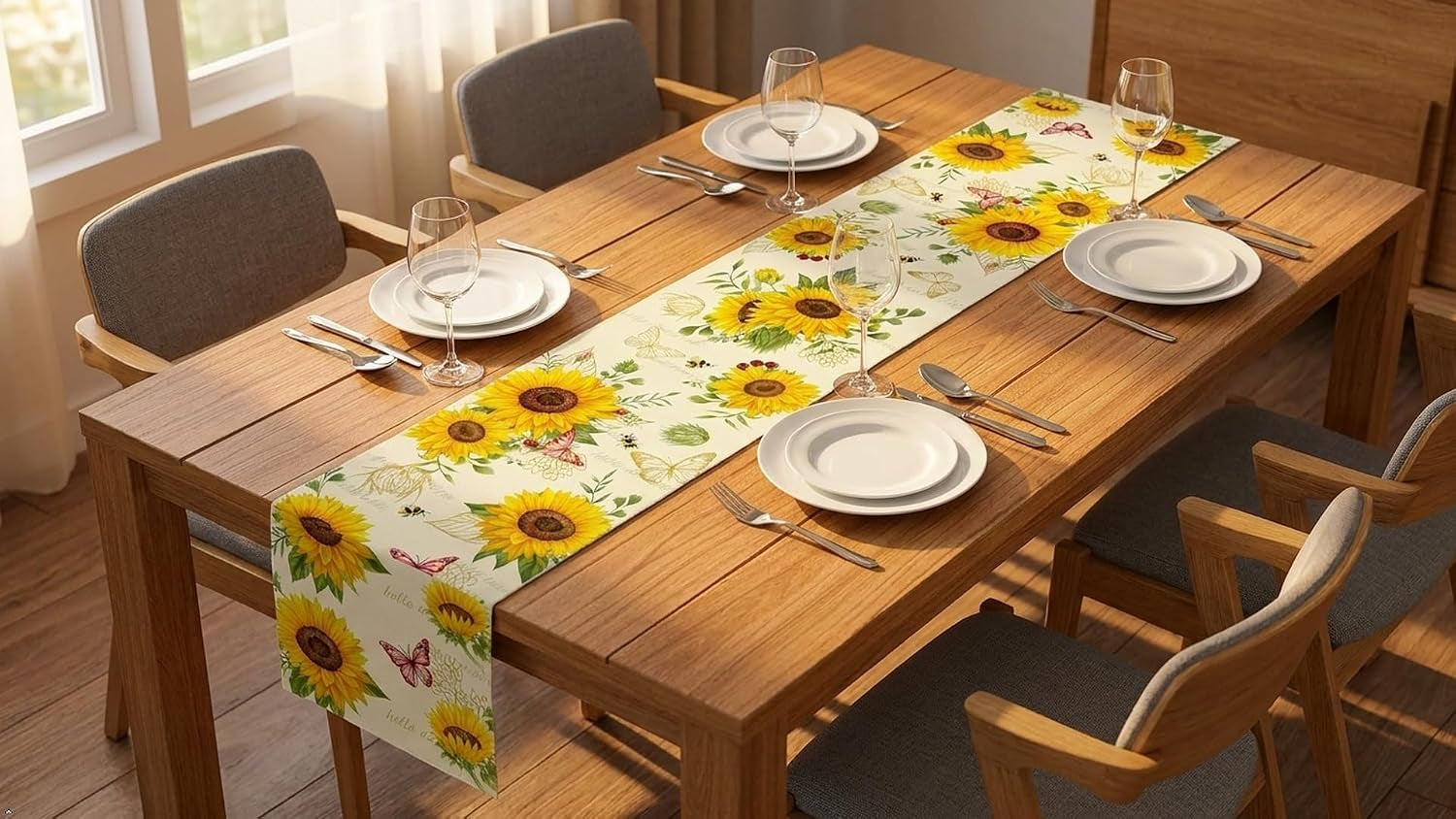 sunflower-table-runner-butterfly-bee-13x72-inch-floral-farmhouse-decor
