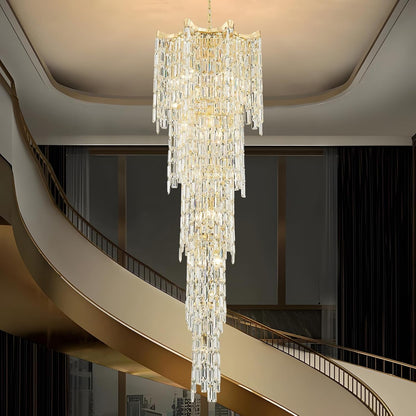 79" Large High Ceiling Chandelier, 21-Light Gold Long Staircase Chandeliers Luxury Foyer Chandelier Top K9 Crystal Tiered Ceiling Light Fixture for Staircase Entryway Hallway Living Room1