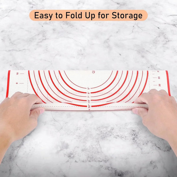 Silicone Baking Pastry Mat Large Dough Kneading Sheet for Rolling, 16×24 in | Non-Stick Non-Slip Reusable Kitchen Pad with Measurement Household Baking Essential for Pie Bread Pizza Cookie Fondant Making8