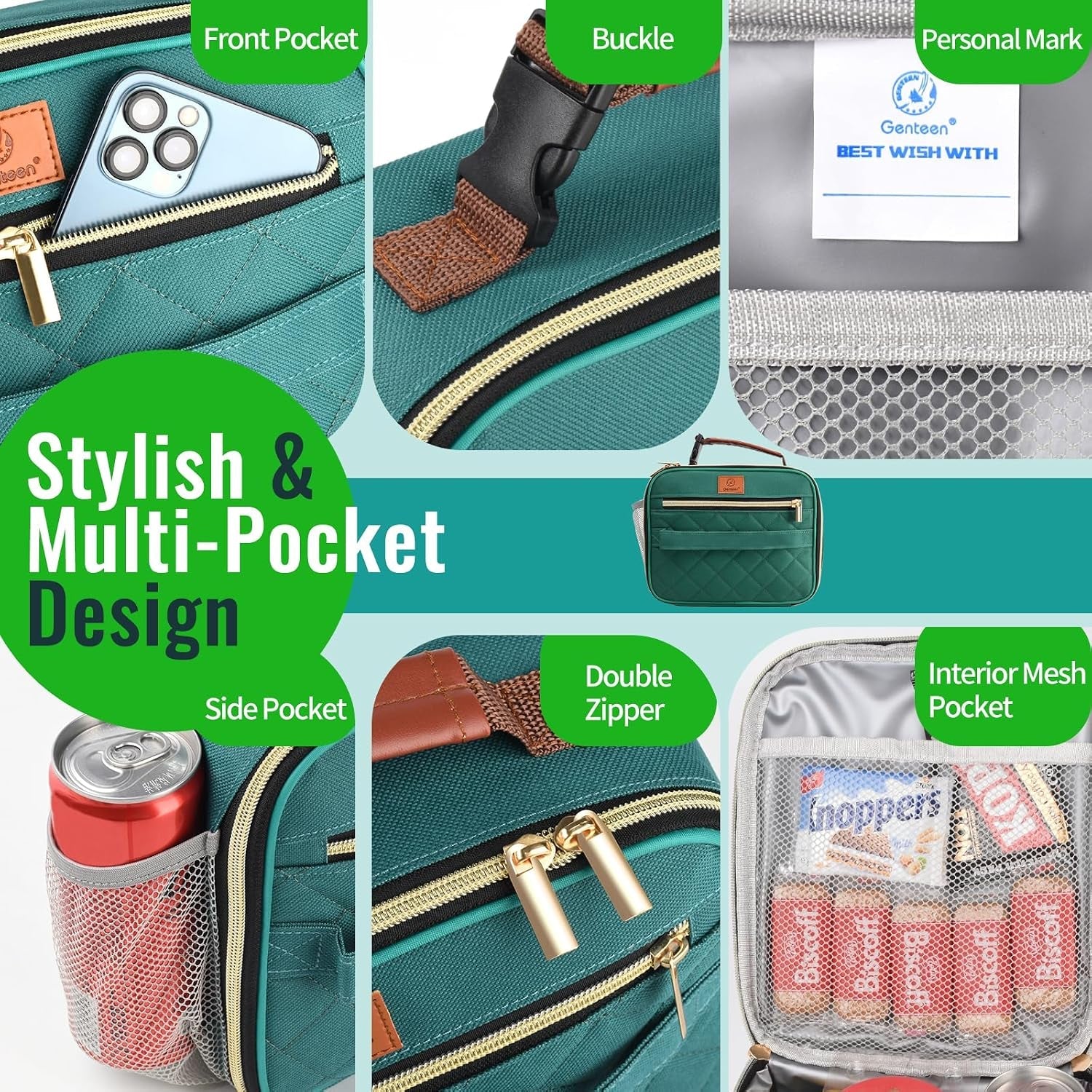 lunch-box-for-kids-boys-insulated-small-lunchbox-reusable-zip-closure-buckle-handle-portable-cooler-for-work-school-travel-lake-green