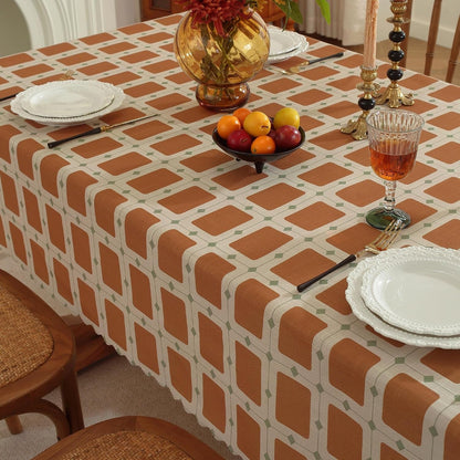 Rectangle Waterproof Tablecloth Linen Textured Table Cloth,Stain and Wrinkle Resistant Washable Fabric Table Cover for Dining, Party, Camping and Outdoor, 54 X 78 Inch, Brown Plaid8