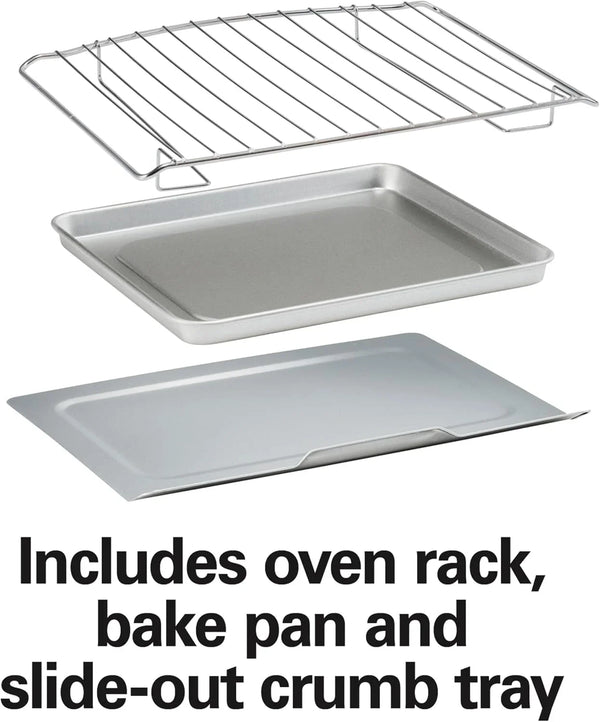 Countertop Toaster Oven & Pizza Maker Large 4-Slice Capacity, Stainless Steel (31401) | Bake, Broil, Toast | 30 Minute Timer | Automatic Shut off | 150 to 450ºf Adjustable Temp | Stainless Steel | 31401J6