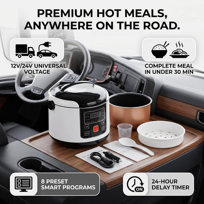 Mini Rice Cooker 2L Portable Travel Rice Cooker for Car Truck, 12V Small Electric Cooking Machine with Keep Warm Function, Non Stick Pot for 2-4 People Camping RV Road Trip4