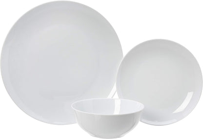 18-Piece Complete Kitchen Dinnerware Set, Microwave and Dishwasher Safe, Plates, Dishes, Bowls for Everyday Use, Service for 6, White Porcelain Coupe4