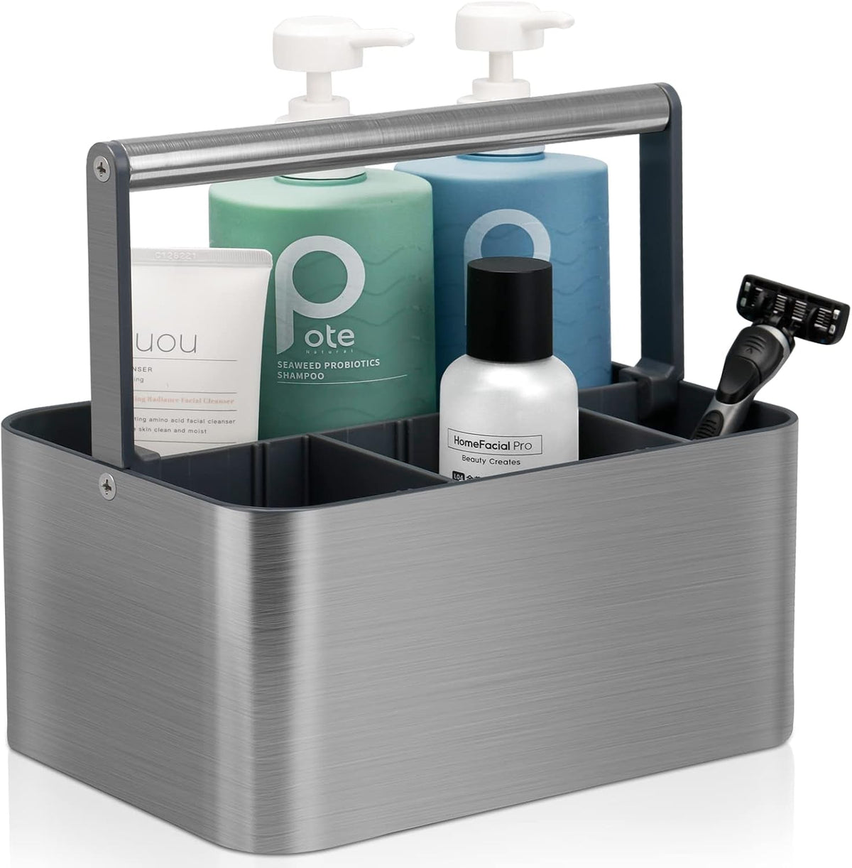 portable-shower-caddy-dorm-compact-bathroom-caddy-organizer-with-handle-adjustable-dividers-hard-plastic-shower-basket-storage-tote-for-toiletry-college-dorm-room-essentials-for-men-gray