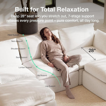 104.3" Modular Cloud Couch, Modern Sectional Sofa with Smarts Coil® Support, Chenille Fabric, Upholstered Couch for Living Room Apartments Bedroom, No Assembly, 3 Seater + 2 Ottoman, White7