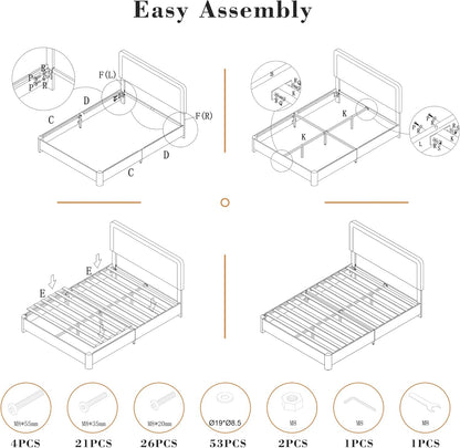King Size Bed Frame with Headboard, Luxury Velvet Fabric Upholstered Bed Frame with Button Tufted Design, Strong Wooden Slats Support - Low & Sturdy, Noise-Free, No Box Spring, Easy Assembly, Beige9