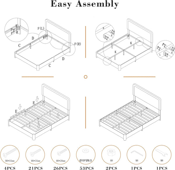 King Size Bed Frame with Headboard, Luxury Velvet Fabric Upholstered Bed Frame with Button Tufted Design, Strong Wooden Slats Support - Low & Sturdy, Noise-Free, No Box Spring, Easy Assembly, Beige9