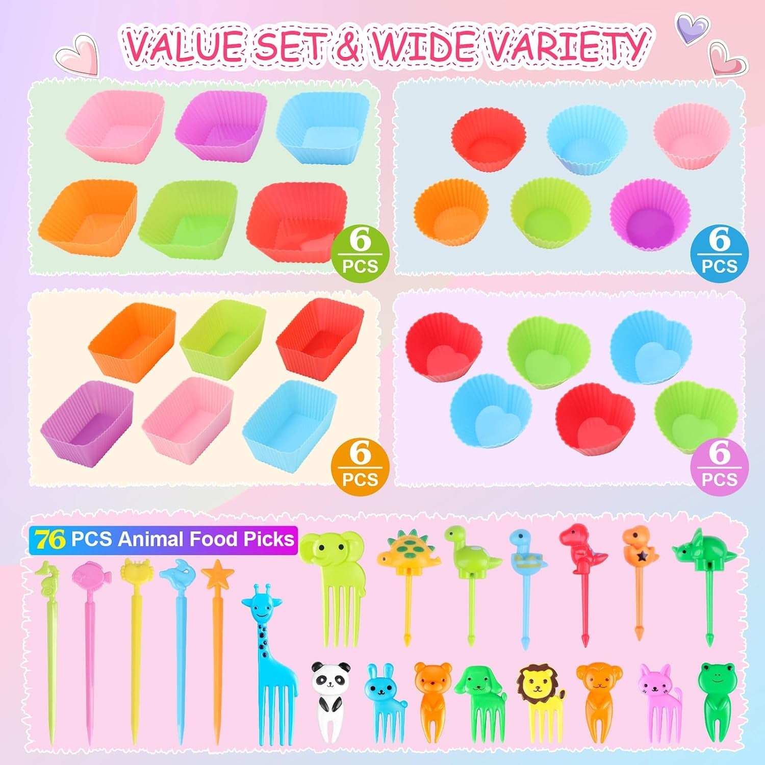 100pcs-silicone-lunch-box-dividers-for-kids-fun-bento-box-accessories-set