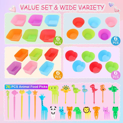100PCS Silicone Lunch Box Dividers for Kids, Fun Bento Box Accessories Set5