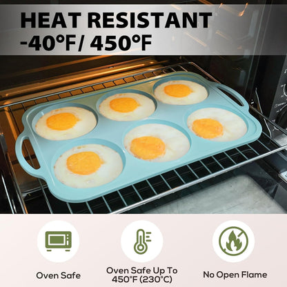 Nonstick Silicone Muffin Top Pan: 4 Inch Jumbo Silicone Egg Molds Frame | with Metal Frame for Baking Breakfast Sandwiches/English Muffins Egg Bites Hamburger Buns - Oven Housewife5