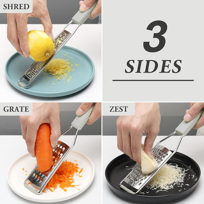 Cheese Grater Citrus Zester Lemon Zester Pack of 3-304 Stainless Steel - a Sharp Tool for Parmesan Cheese, Ginger, Garlic, Nutmeg, Chocolate, Vegetables，Fruits，Dishwasher Safe Clear2