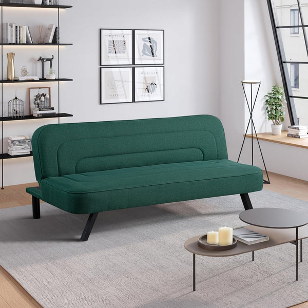 Fairwood 66.1" Convertible Futon Sofa, Short Twin Size, Modern Boho, Dream Coil Comfort, Fingerguard Pinch Point Protection, Soft Woven Polyester Fabric, Forest Green1