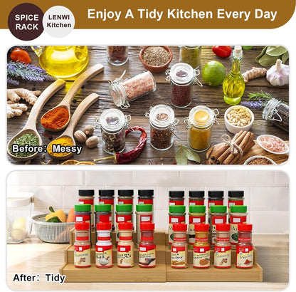 Spice Rack Organizer for Cabinet, 3 Tier Expandable Bamboo Spice Storage for Kitchen Cupboard Pantry5