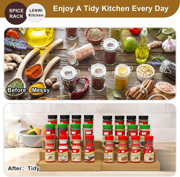 Spice Rack Organizer for Cabinet, 3 Tier Expandable Bamboo Spice Storage for Kitchen Cupboard Pantry5