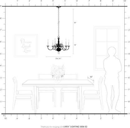 Lighting 5006-02 Williamsburgh 6-Light Chandelier, Polished Brass6