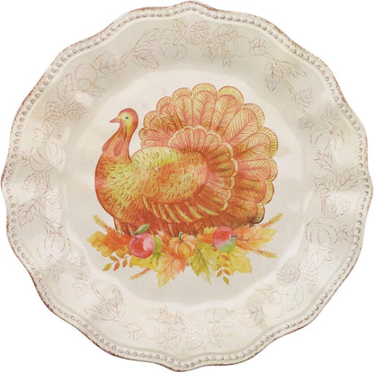 16 Piece Glitter Turkey Melamine Dinnerware Sets, Outdoor Dishes Set, Plates and Bowls Sets, Autumn Thanksgiving Decorations, Service for 4, Orange6