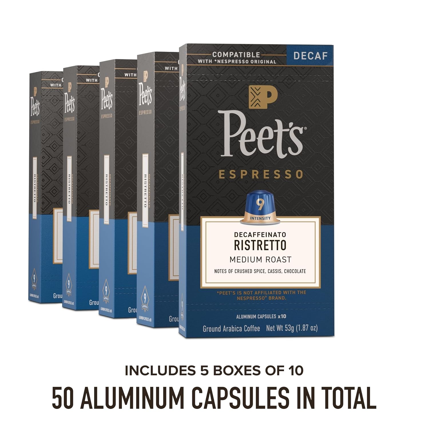 peets-coffee-medium-roast-decaf-espresso-capsules-compatible-with-nespresso-original-machine-decaffeinated-arabica-coffee-decaf-ristretto-intensity-10-50-ct-5-boxes-of-10-espresso-capsules