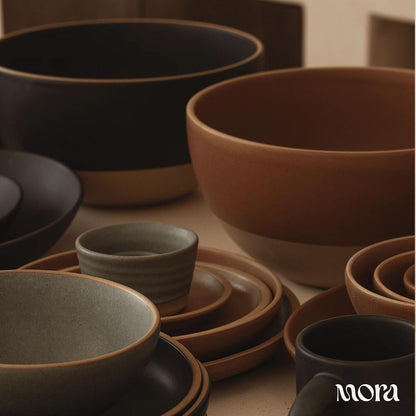 Mega and Giant Bowls Set of 2, 5.5 and 3.5 Qt Ceramic Pottery Mixing Bowls - Microwave and Dishwasher Safe - Terracotta & Peppercorn5
