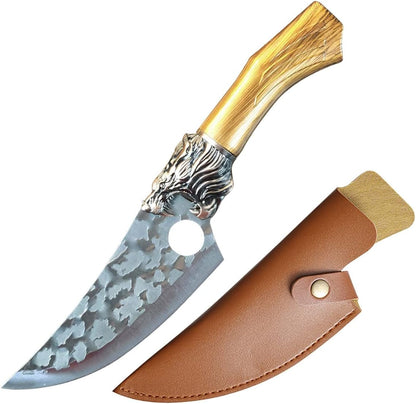 Meat Cleaver Knife, 6INCH Meat Cleaver Hunting Knife Stainless Steel Serbian Kitchen Chef Knife Fish Fruit Vegetables Boning Butcher Knife Scabbard (Color : with Sheath)1
