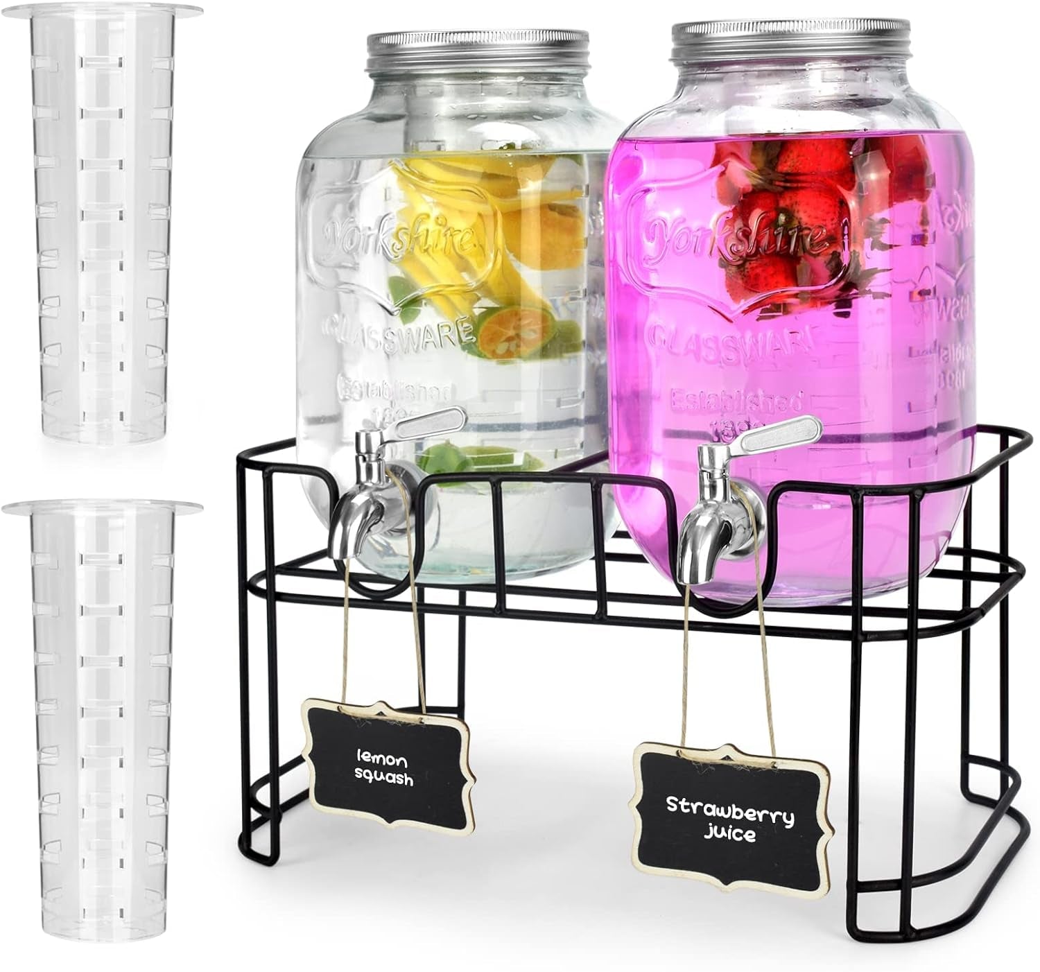 1-gallon-glass-drink-dispensers-for-parties-2pack-beverage-dispenser-glass-drink-dispenser-with-stand-and-stainless-steel-spigot-100-leakproof-lemonade-dispenser-with-ice-cylinder-laundry-detergent