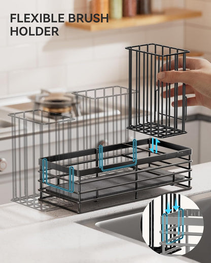 Sponge Holder for Kitchen Sink, Sink Caddy with Stone Drying Mat3