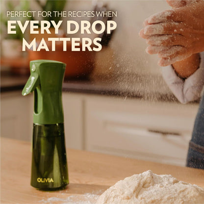 OLIVIA SIGNATURE Oil Sprayer for Cooking, 200Ml Glass, Green/Gold | Portion Control Mist for Air Fryer, Salad, BBQ, Refillable & Reusable, Fine Mist Olive Oil Kitchen Sprayer, Anti-Drip7