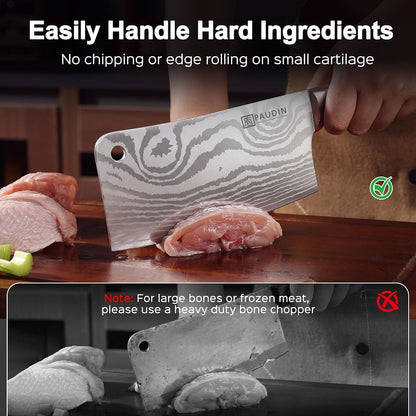 Cleaver Knife, Ultra Sharp Meat Cleaver 7 Inch, High Carbon Stainless Steel Butcher Knife with Wooden Handle, Chinese Cleaver for Meat Cutting Vegetable Slicing3