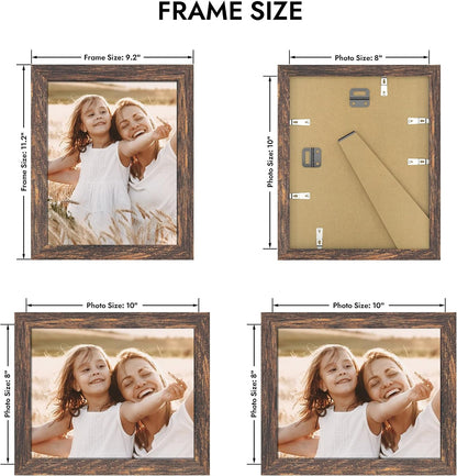 8X10 Picture Frame with Real Glass Wood Frame(Rustic Brown, 1 Pack)2