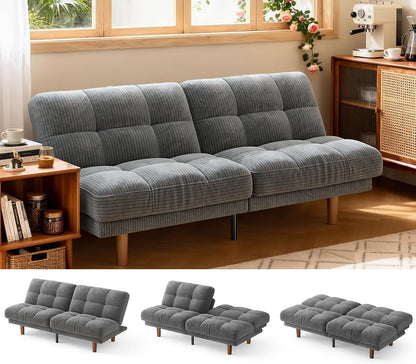 Amada 70-Inch Convertible Futon Sofa Bed with Adjustable Backrest, Gray8