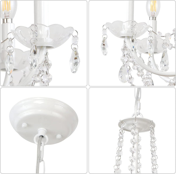 White Crystal Chandeliers for Bedroom, 6 Lights White Chandelier Light Fixture Girls Chandeliers for Dining Room Elegant Modern Contemporary Candle Ceiling Light for Living Room Entryway Foyer7