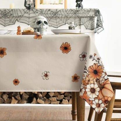 Halloween Tablecloth 60 X 84 Inch Rectangular Ghost Flower3