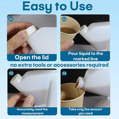 17Oz Tip & Pour Measuring Containers with Lids (2 Pcs) – Plastic Tip Measure Bottles, up to 2Oz Precise Measuring Capacity, Reusable Measuring Cups, No Extra Measuring Cup Needed5