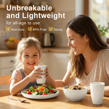 Dinnerware Sets for 8, Wheat Straw Plate and Bowl Set, Unbreakable Kitchen Set 40 Piece, Microwave and Dishwahser Safe Plates and Bowls Sets for Apartment, Kitchen, Camping, Dorm - White5