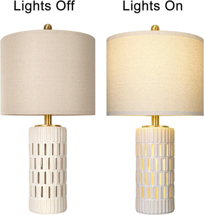 24" Boho Ceramic Table Lamps Set of 2 for Bedroom with Night Light7