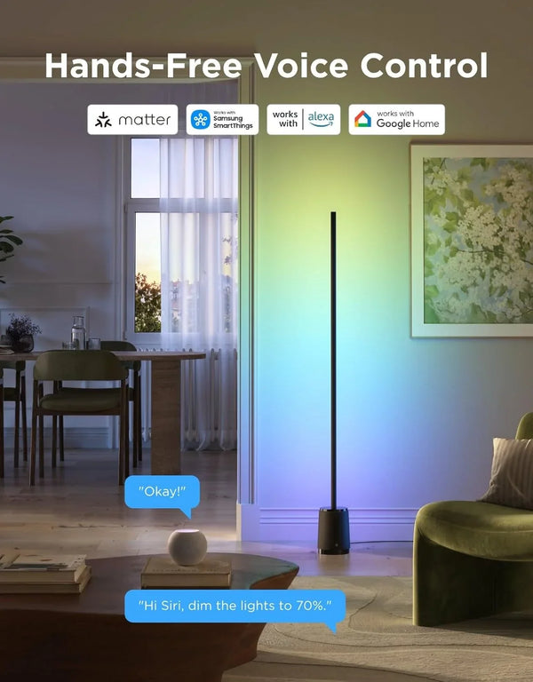 Govee Floor Lamp 3 Lite, Smart RGBIC LED Corner Lamp for Living Room | Compatible with Alexa, Smartthings, Matter, 1400Lm Dimmable Color Changing Tall Standing Light with Music Sync for Bedroom4