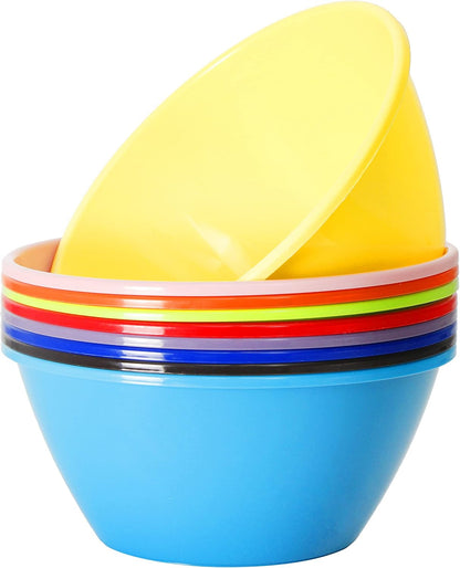 11 Inch 120 Ounce Plastic Mixing and Serving Bowls, Large Popcorn Bowls, Salad Bowls, Chip and Dip Serving Bowls, Set of 9 (Rainbow)1