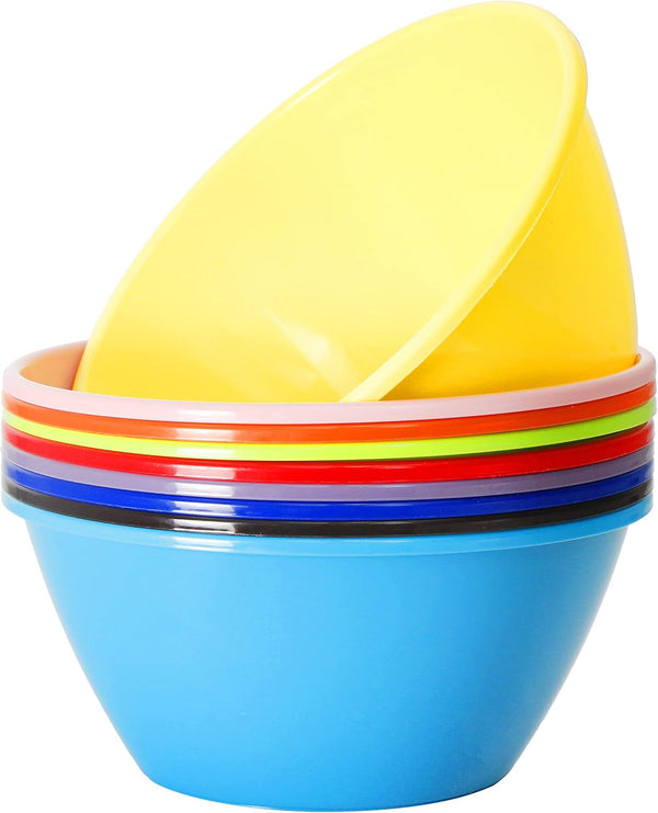 11 Inch 120 Ounce Plastic Mixing and Serving Bowls, Large Popcorn Bowls, Salad Bowls, Chip and Dip Serving Bowls, Set of 9 (Rainbow)1