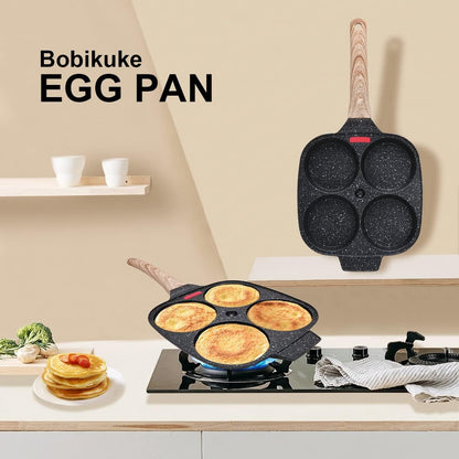 4-Cup Egg Pan Nonstick, Egg Frying Pan with Lid Pancake Pan-Black | Omelet Pan Induction Compatible for Breakfast7