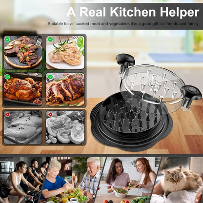 Chicken Shredder Tool Twist Large Meat Shredder with Brush&Fork, Black | Visible Chicken Breast Shredder, Strong Anti-Slip Strip, Ergonomic Handle, BPA Free, Kitchen Gadgets for Pork Beef Chicken5