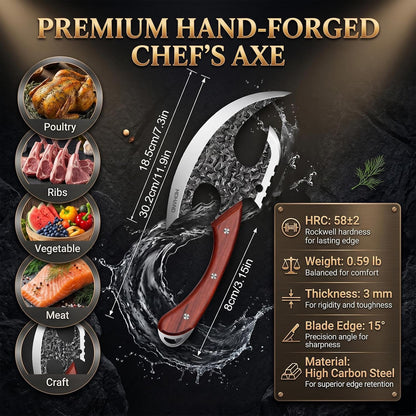 Viking Meat Cleaver Knife, Butcher Kitchen Axe & Sheath Gift for Men2