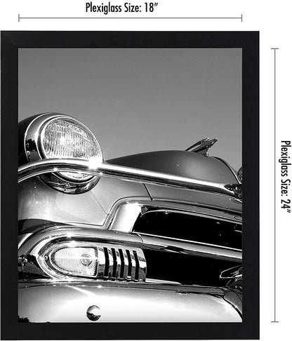 18X24 Poster Frame - Black Engineered Wood with Polished Plexiglass - Wide Picture Frame for Vertical or Horizontal Wall Display - Epic Collection - Black2