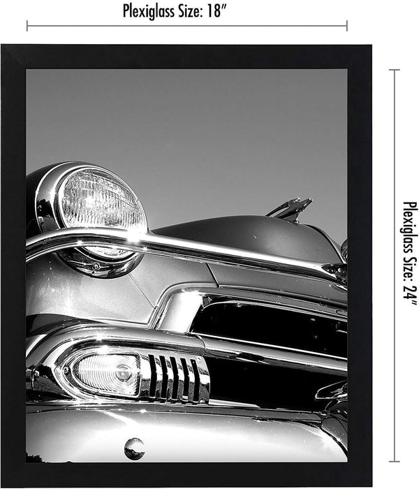 18X24 Poster Frame - Black Engineered Wood with Polished Plexiglass - Wide Picture Frame for Vertical or Horizontal Wall Display - Epic Collection - Black2